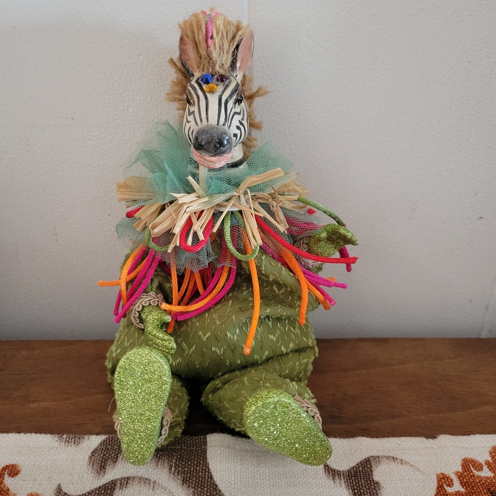 Katherine's Collection Wayne Kleski Green Glitter Zebra Collectible Decor